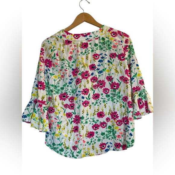 Crown & Ivy Floral Boho Peasant Blouse Top Small Petite Flower Garden Party - Picture 4 of 10
